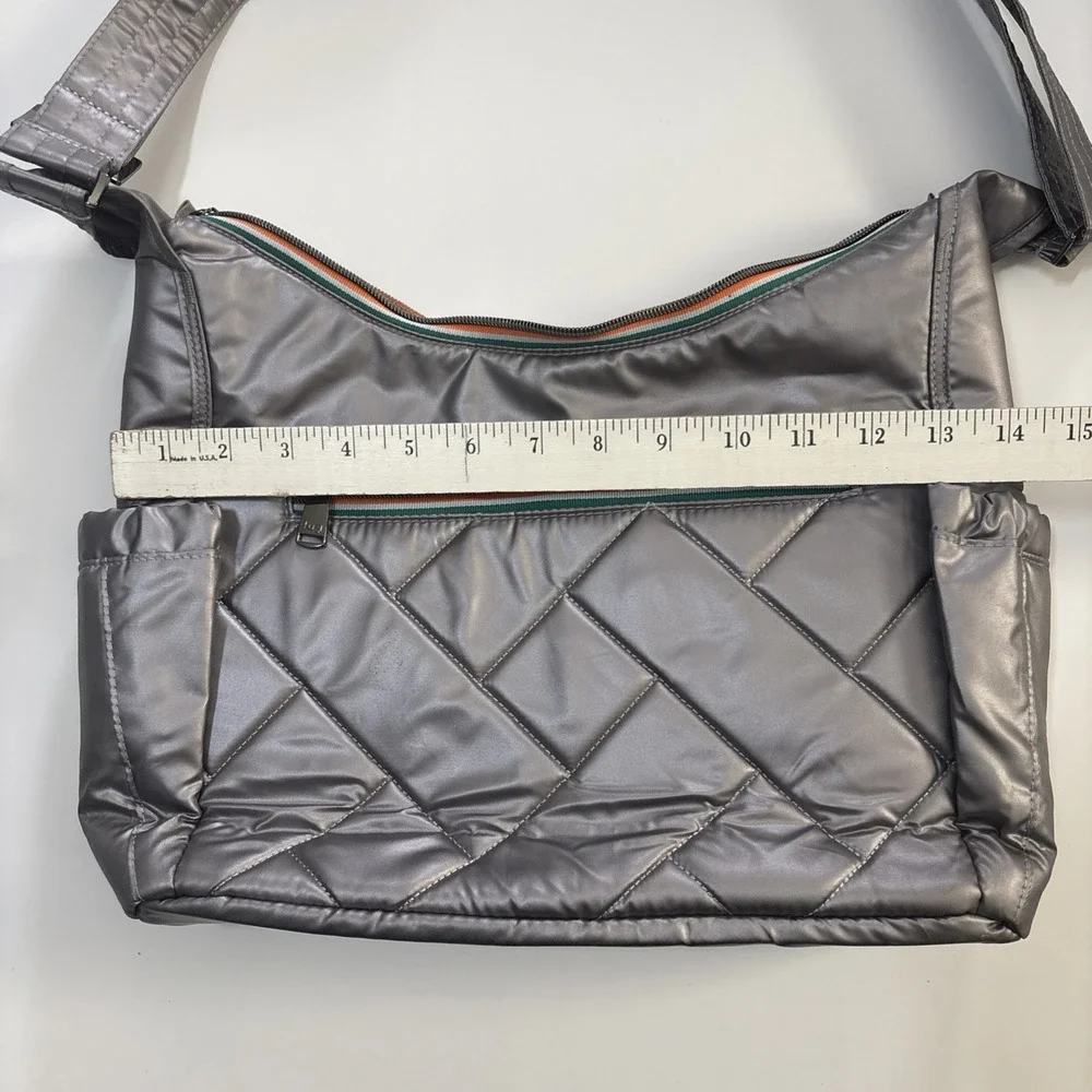 Lug Camper SE Purse Crossbody Bag Metallic Silver Zipper Travel Organizer Tote